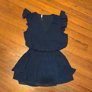 RAMY BROOK navy smocked waist dress